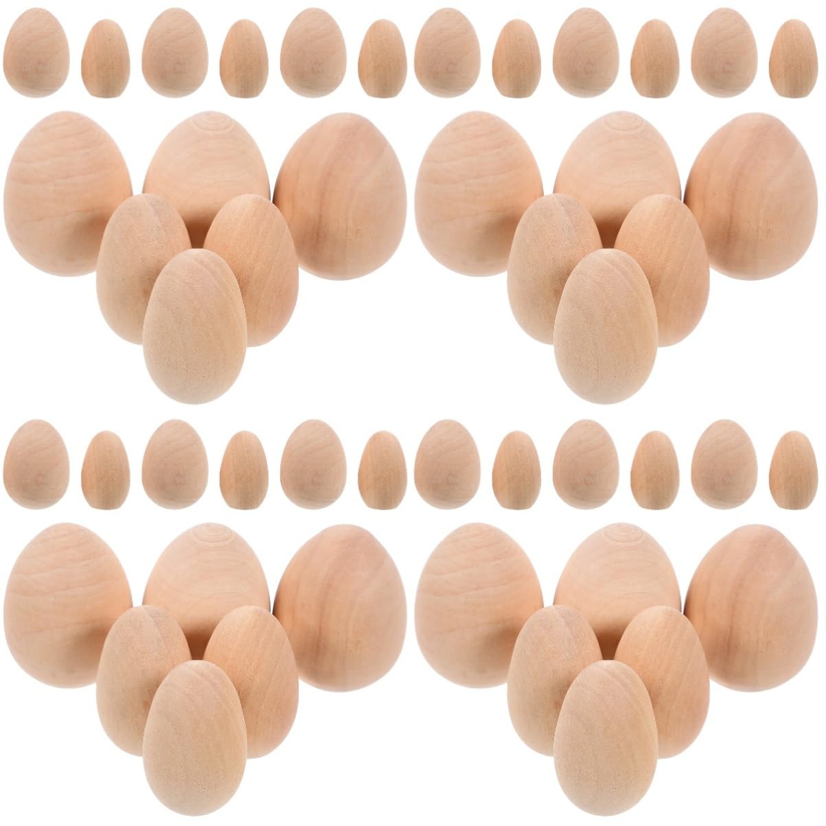 NUOBESTY 4 Set Di Uova Di Legno Non Finite Per Lavoretti Pasquali Riempitivi Pasquali Preriempiti 20 Pezzi * 4