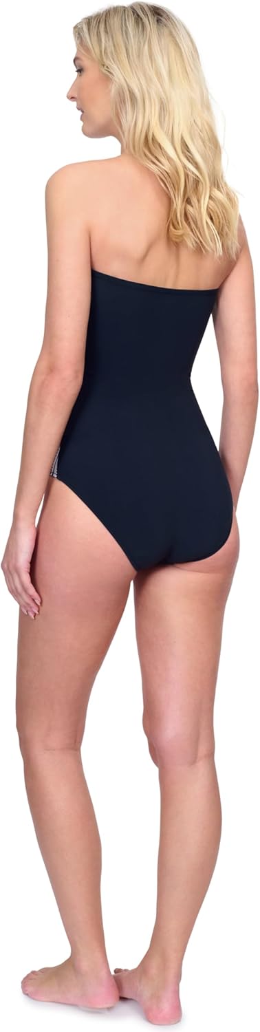 Gottex Nature’s Beauty Black and White Leafy Print Women’s Bandeau One Piece Bathing Suit with Adjustable Removable Straps - Image 6