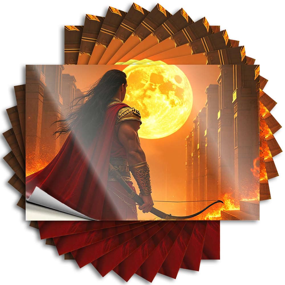 Stickers Mens Room Decor | Cheap Helmet A Warrior Stands Before A Fiery Moon for Quick(12X18CM)