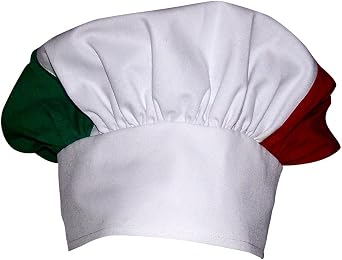 CHEFSKIN Italian Italy Design Mushroom Chef HAT Adjustable Pizza Italian White