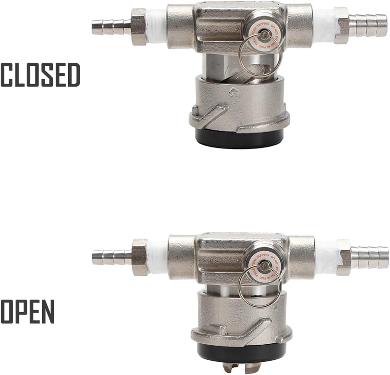All Stainless Steel Low Profile Keg Coupler w/PRV Space Saving Beer Keg Connector D/S System 1/4"Barb Beer out 3/8"Barb Gas In(D System Coupler)