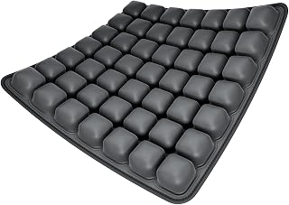 Inflatable 3D Air Bags Travel Seat Pad – Ergonomic Tailbone Support & Pain Relief – for Office, Car, Airplane – No Pump Needed, Waterproof TPU, Portable with Storage Bag (Black, 49 Air Bags)