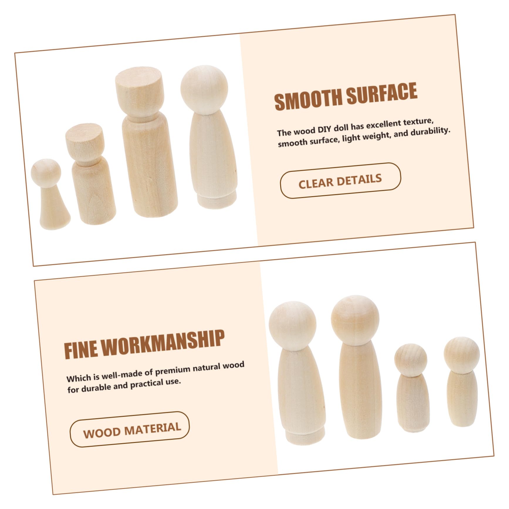 50 piezas Muñecas de Madera sin Pintar para Pintar Figuras de Clavijas Naturales DIY para Manualidades Infantiles y Decoración Creativa