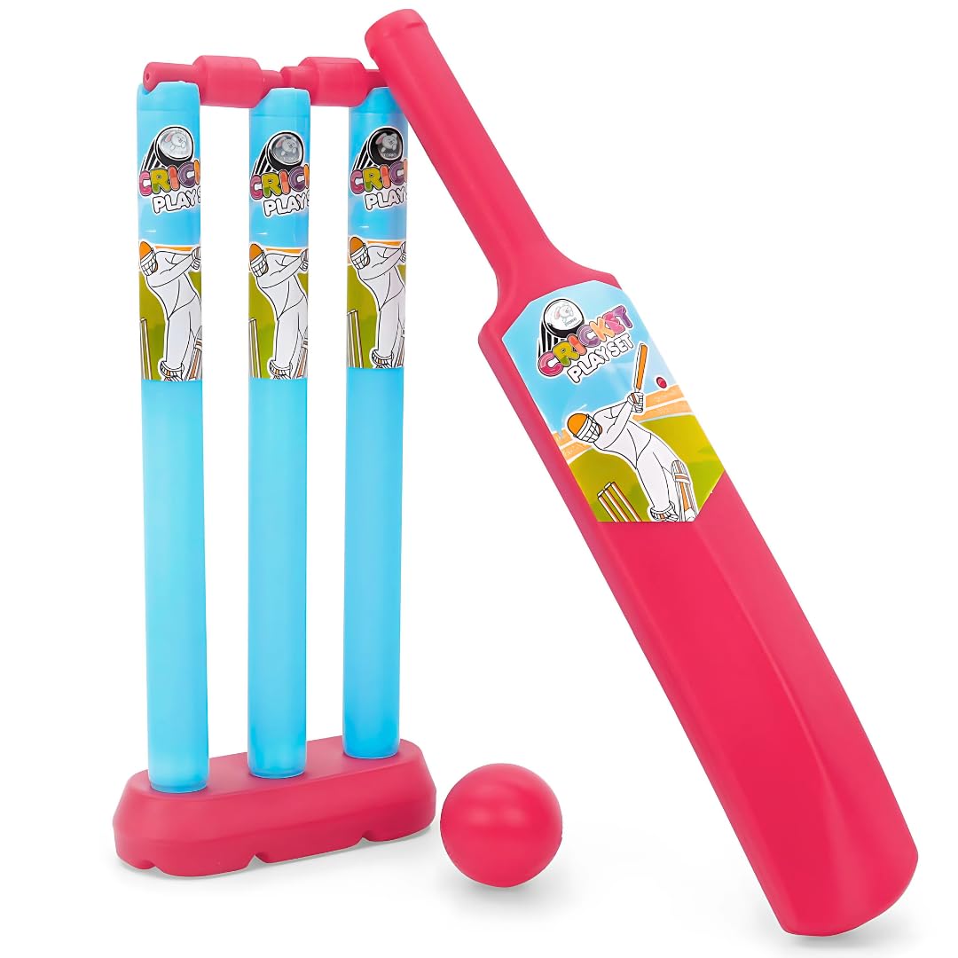 Storio Junior Cricket Set for Kids 2+ Years | Bat, Ball, Stumps, Bails & Holder | Plastic 20-20 Cricket Kit Toy for Boys & Girls | Birthday Gift | Red & Blue Storio Junior Cricket Set for Kids 2+ Years | Bat, Ball, Stumps, Bails & Holder | Plastic 20-20 Cricket Kit Toy for Boys & Girls | Birthday Gift | Red & Blue