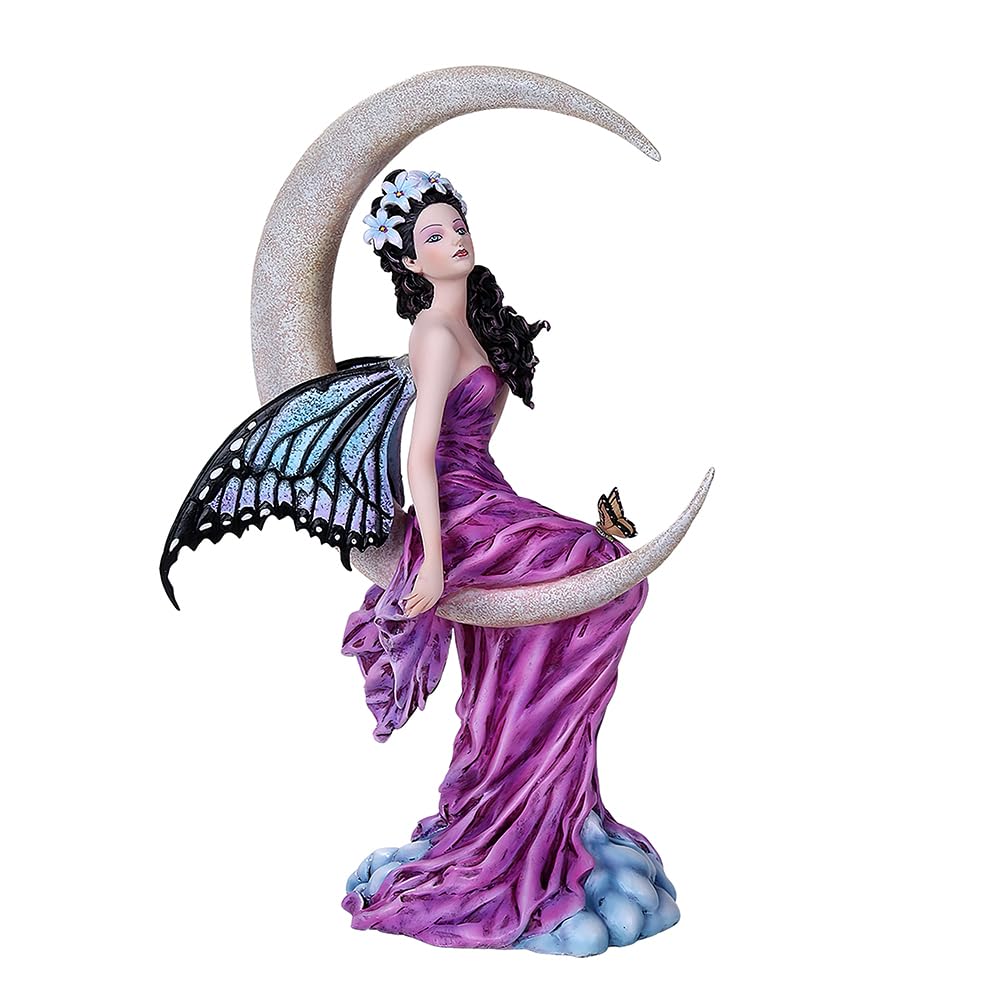 ICE ARMOR11.5" H Celestial Precious Stone Amethyst Moon Fairy Figurine Statue