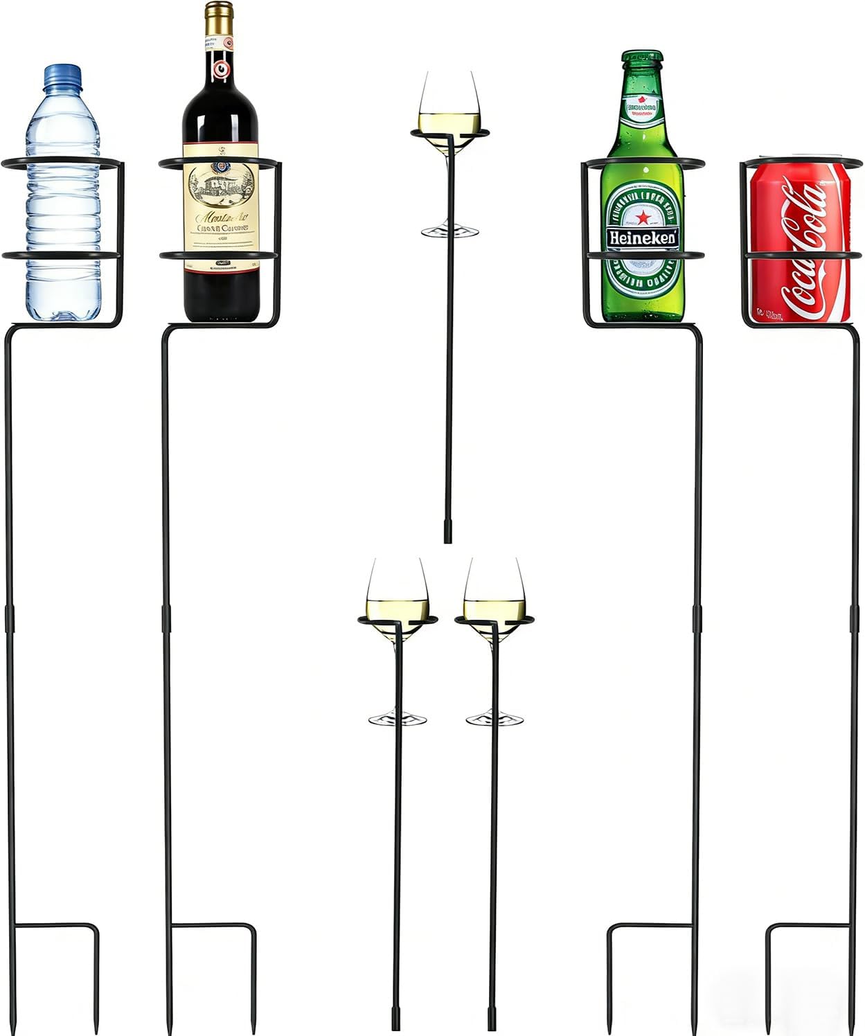 Urban Deco Heavy Duty Drink Holder Set of 7, Outdoor Yard Drink Holder Stakes, 4 Packs Plus Extra 3
