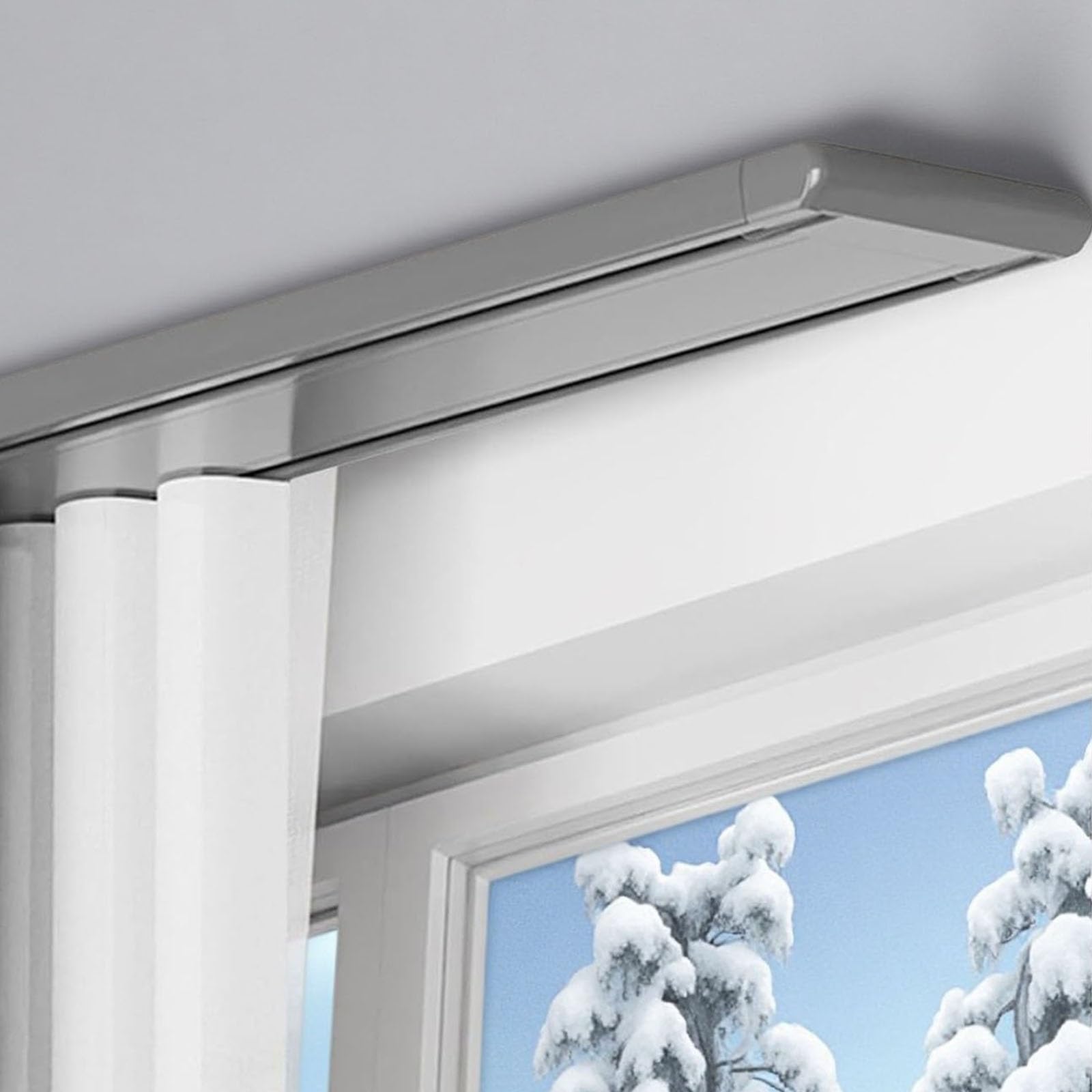 Double Track Curtain Rail, Double Curtain Track, Silent Heavy Duty Aluminum Slim Double Ceiling Track for Curtains No Light Leakage Room Dividing Rail Heavy Duty Metal Drapery(Gray,1.2m(3.9ft))