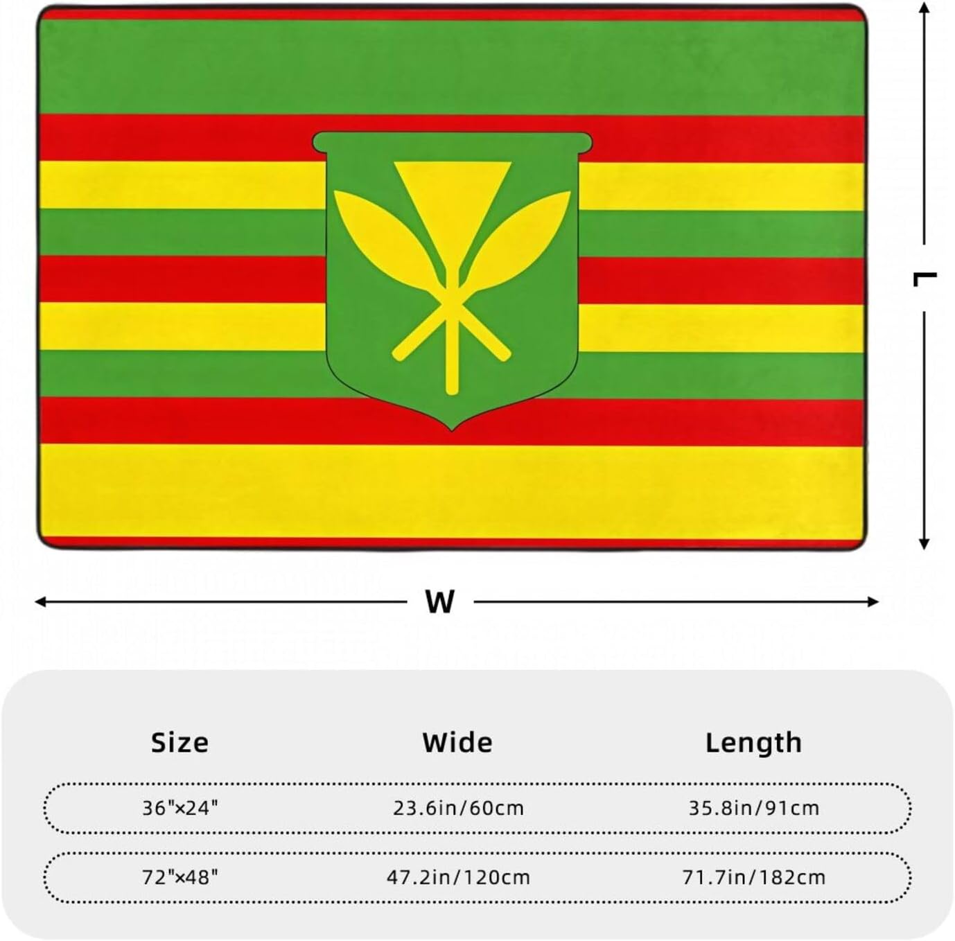 Native Hawaiian Flag Prints Anti-Slip Floor mat Carpet Rug 72"x48" for Living Room Office Coffee Table Bed Balcony