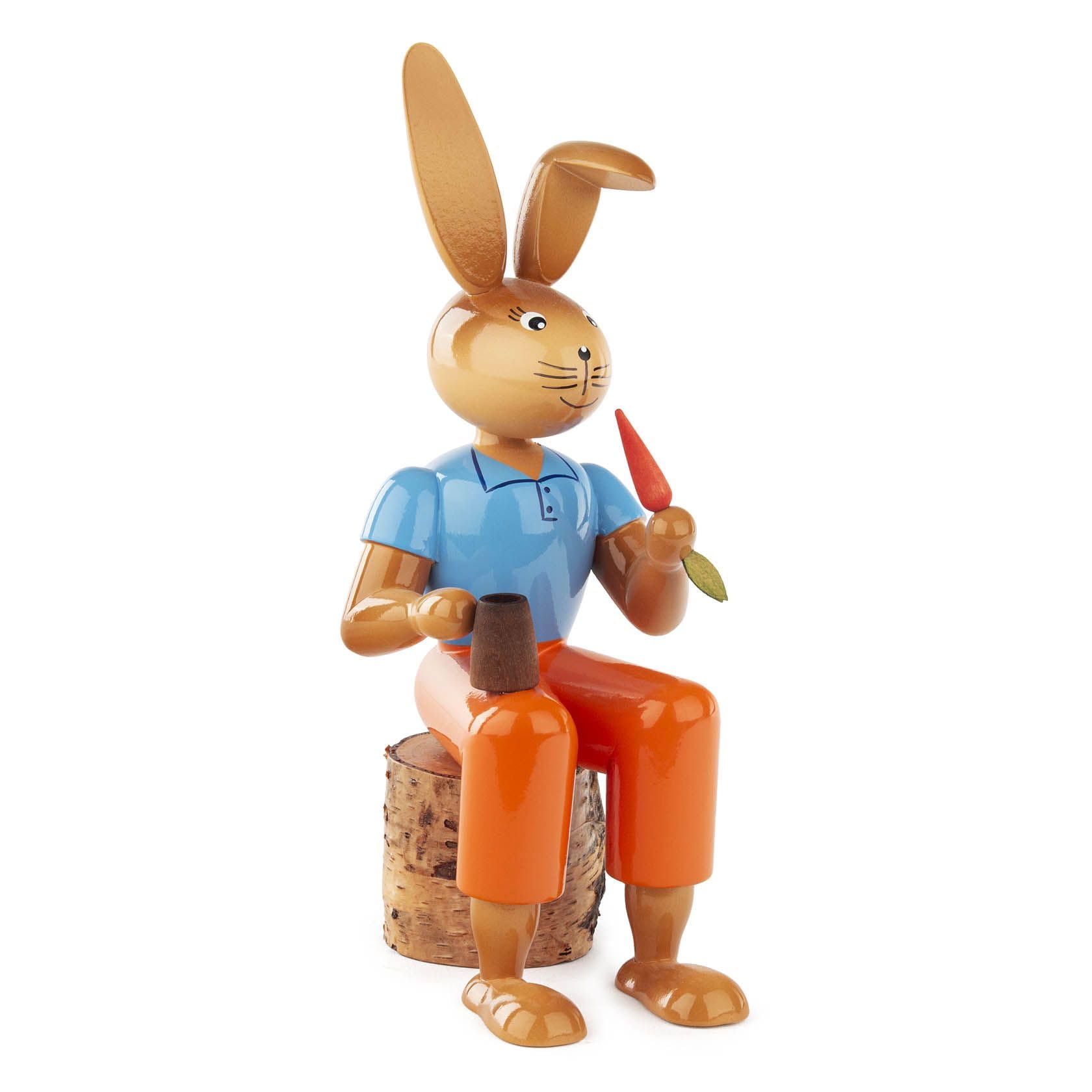 Lapin de Pâques en bois avec carotte artisanat Rudolphs Schatzkiste 21cm