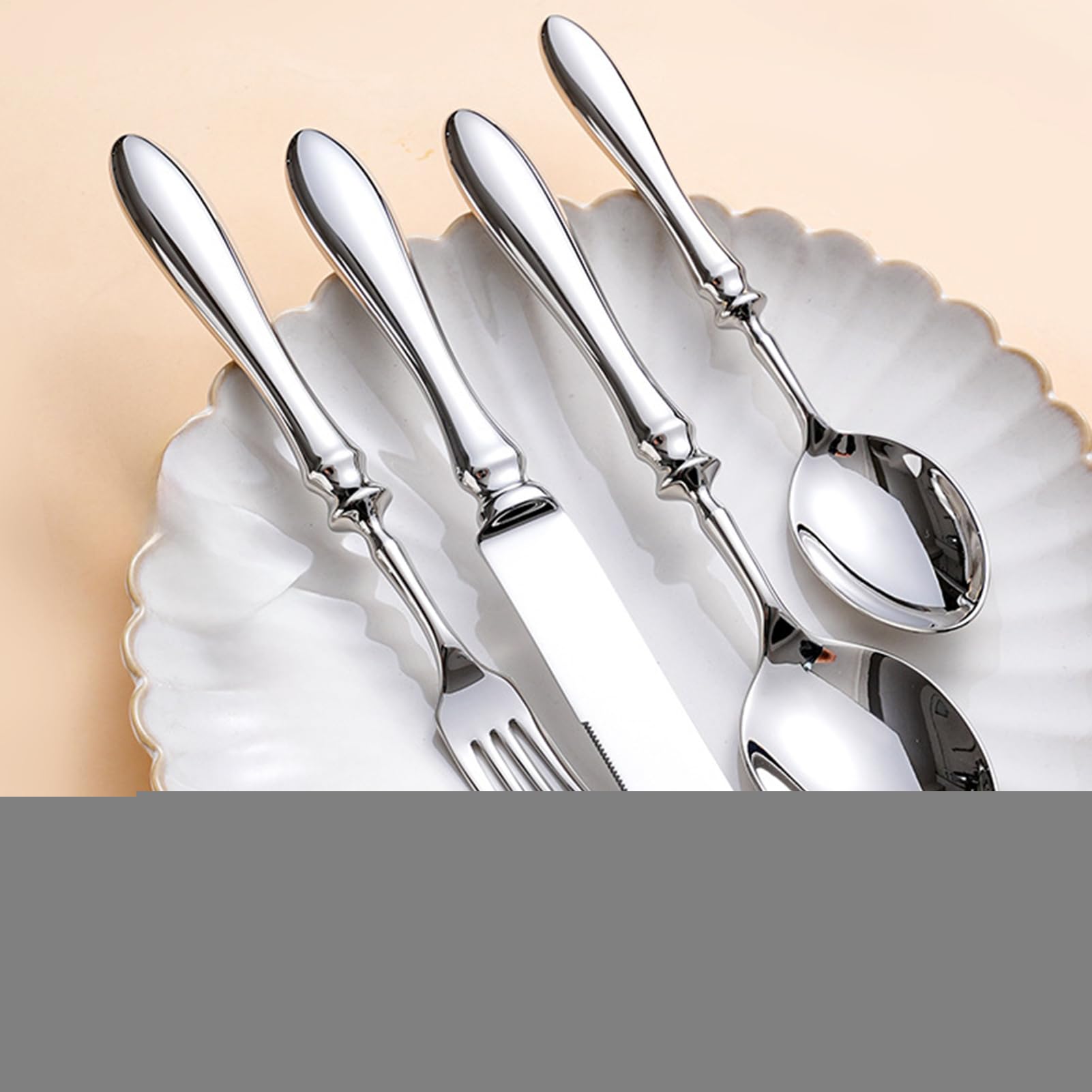 Essbesteck Polierter Edelstahl Besteck Steakmesser Gabel Löffel | Besteck-Utensilien-Set für Abendessen Hochzeit Camping Picknick Restaurant Buffet Outdoor Salat Steak Dessert Suppe