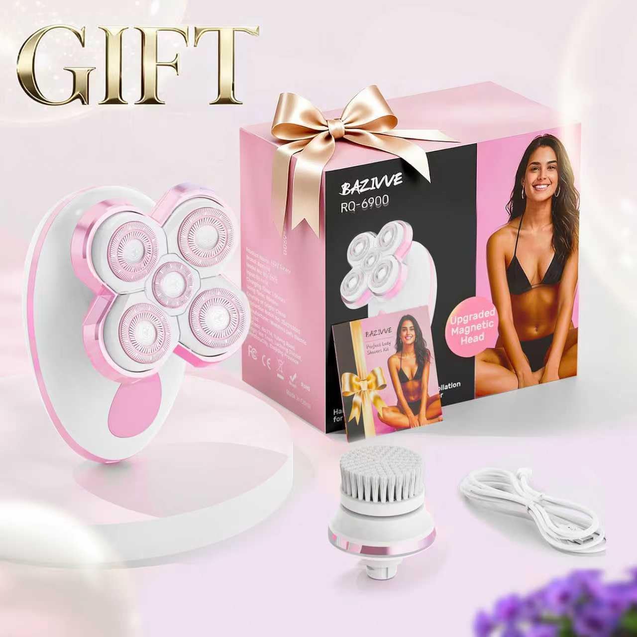 Electric Razors for Women - Upgraded Magnetic Electric Shaver for Women, Cordless Painless Hair Remover for Legs Bikini Face, Lady Trimmer for Sensitive Skin, Detachable and Waterproof, Pink - Image 8