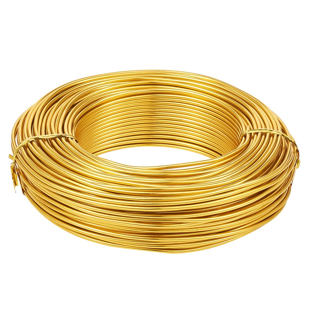 Bestewelry 180 Feet Aluminum Craft Wire 2mm Bendable Crafting Wire Flexible Sculpting Wire for Doll Skeleton Jewelry Craft Making, Yellow