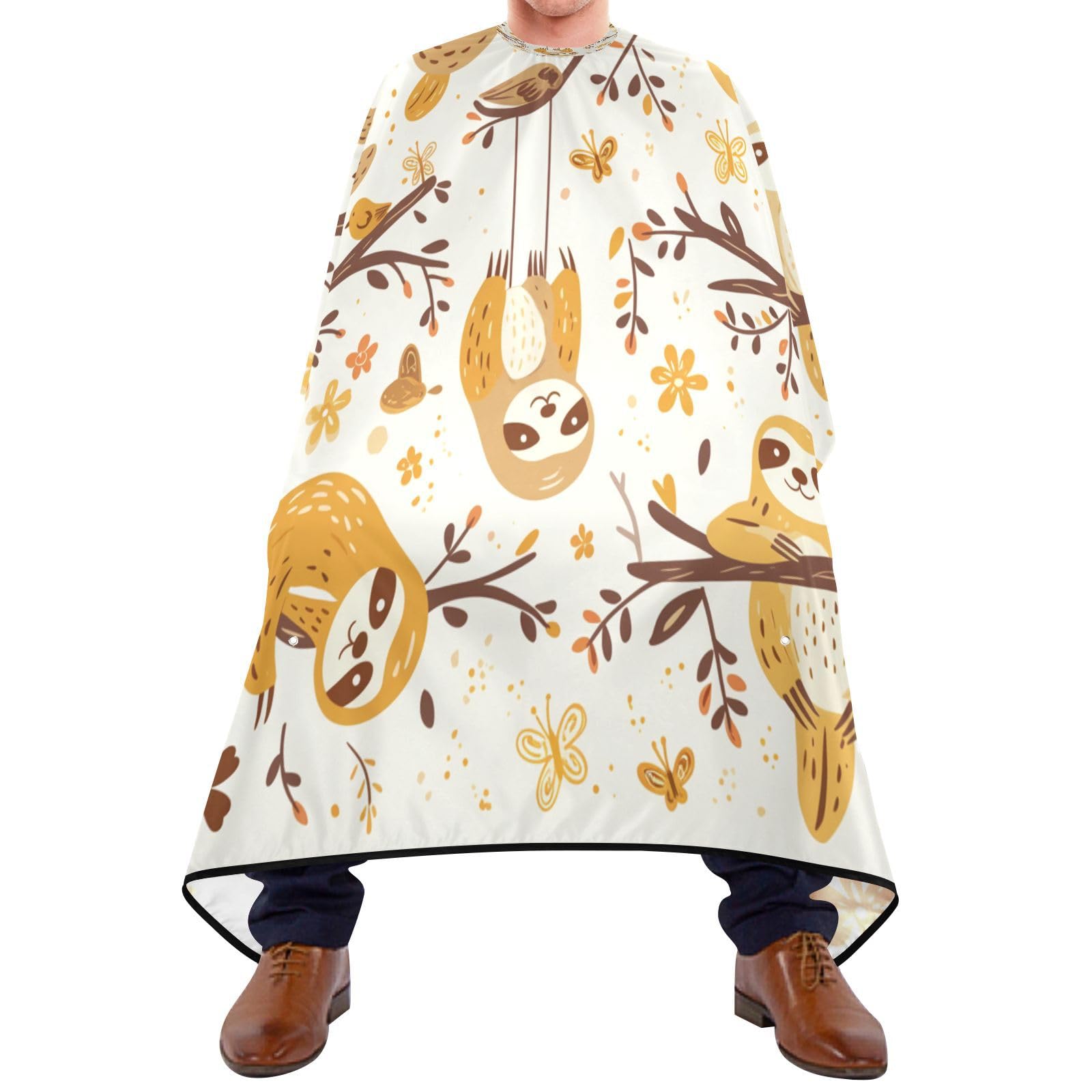 Kigai Cute Sloth Hair Cutting Cape for Men & Women Waterproof Barber Cape Professional Hairdressing Salon Styling Apron with Adjustable Closure Snap