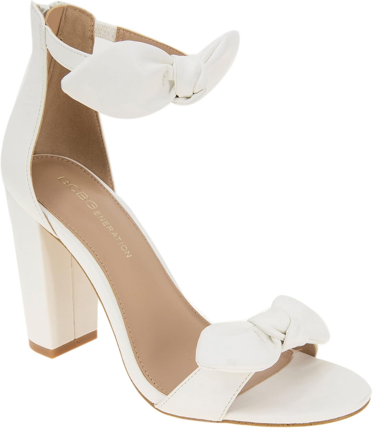 BCBGeneration Women's BATANI Heeled Sandal, Bright White, 9