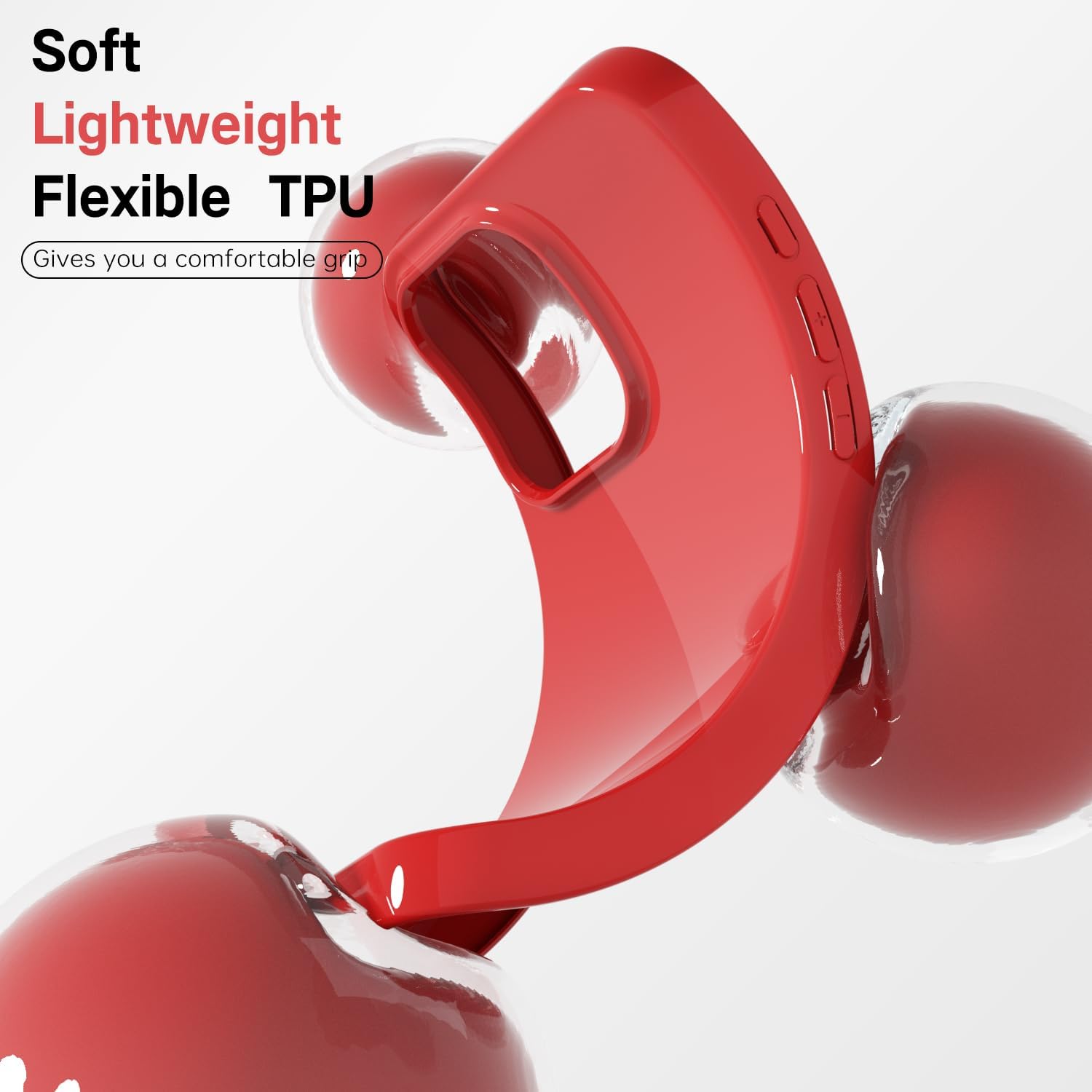 for iPhone 16 Pro Max Case Silicone, Glossy Soft Rubber Gel Jelly Cute Protective Plastic Simple Plain Phone Case Cover for Women Girl, Slim Thin Flexible Shockproof TPU, Red - Image 4