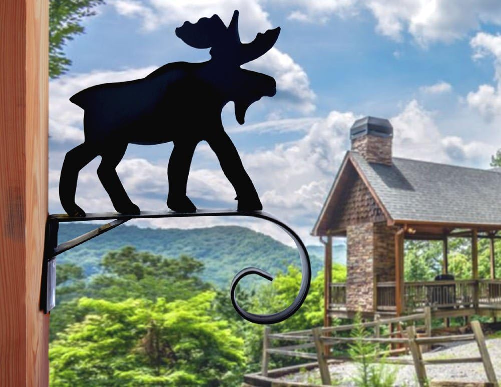 Moose Wall-Mounted Plant Hanger Bracket, American Made Powder-Coated Metal, 11" Wide