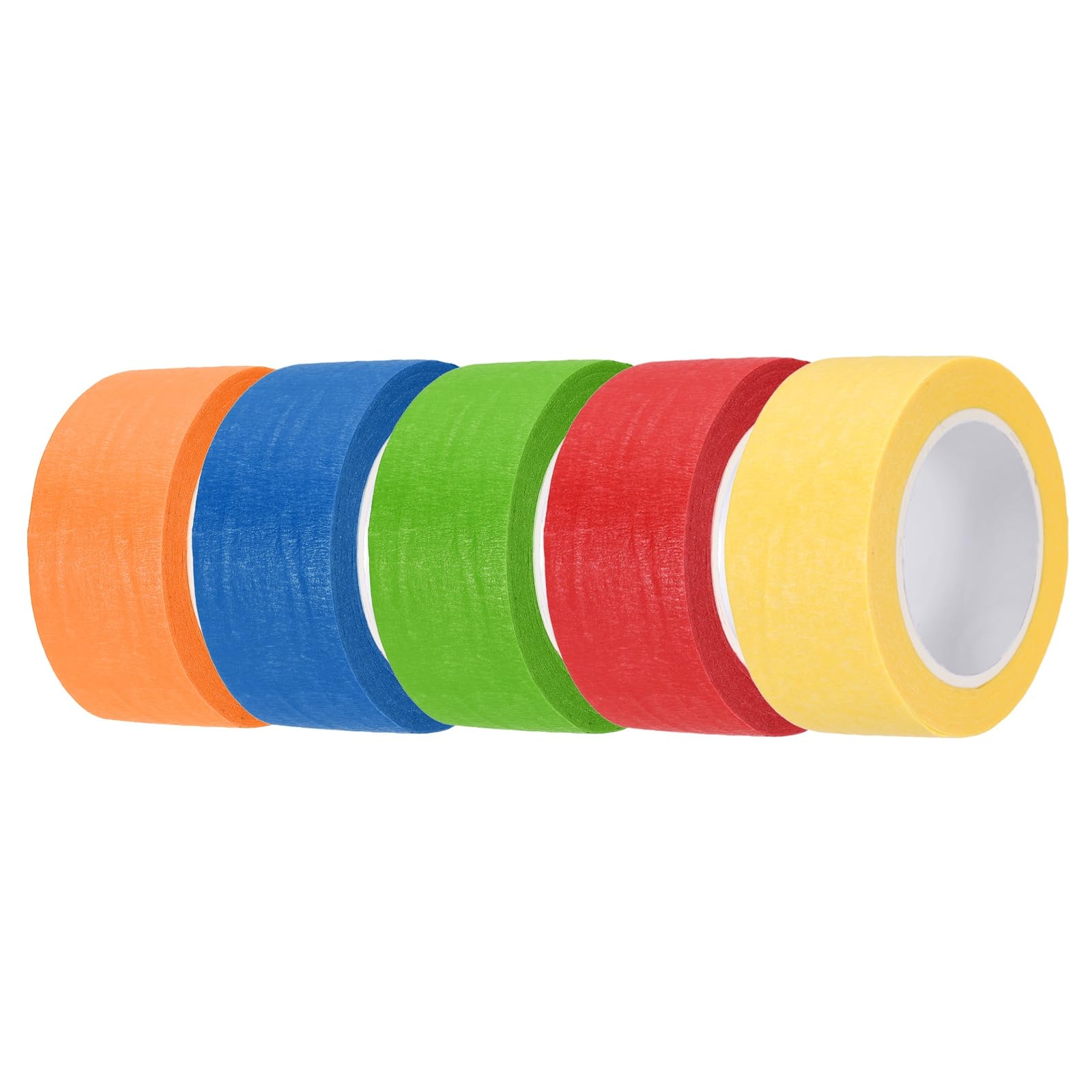 sourcing map 5pcs 1" x 11 Yard Colored Masking Tape Universal Crepe Paper Colorful Masking Painter Tape for Art Drawing DIY Handcraft Sealing, Dark Blue Green Red Yellow Orange โ image 1