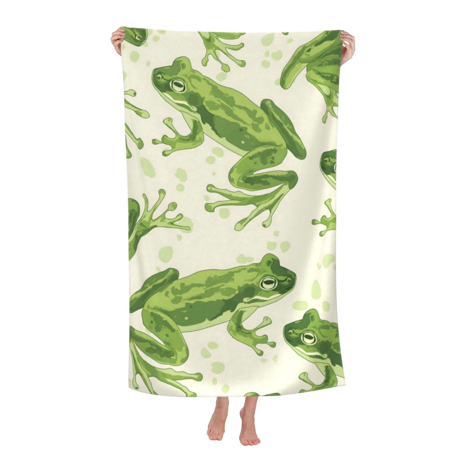 HLBSDM Frog Beach Towel 31inx51in Animal Sand Free Microfiber Bath Towel Ultra Soft Quick Dry Pool Towel Absorbent Towel Lightweight Towel for Swimming Bathroom Decor