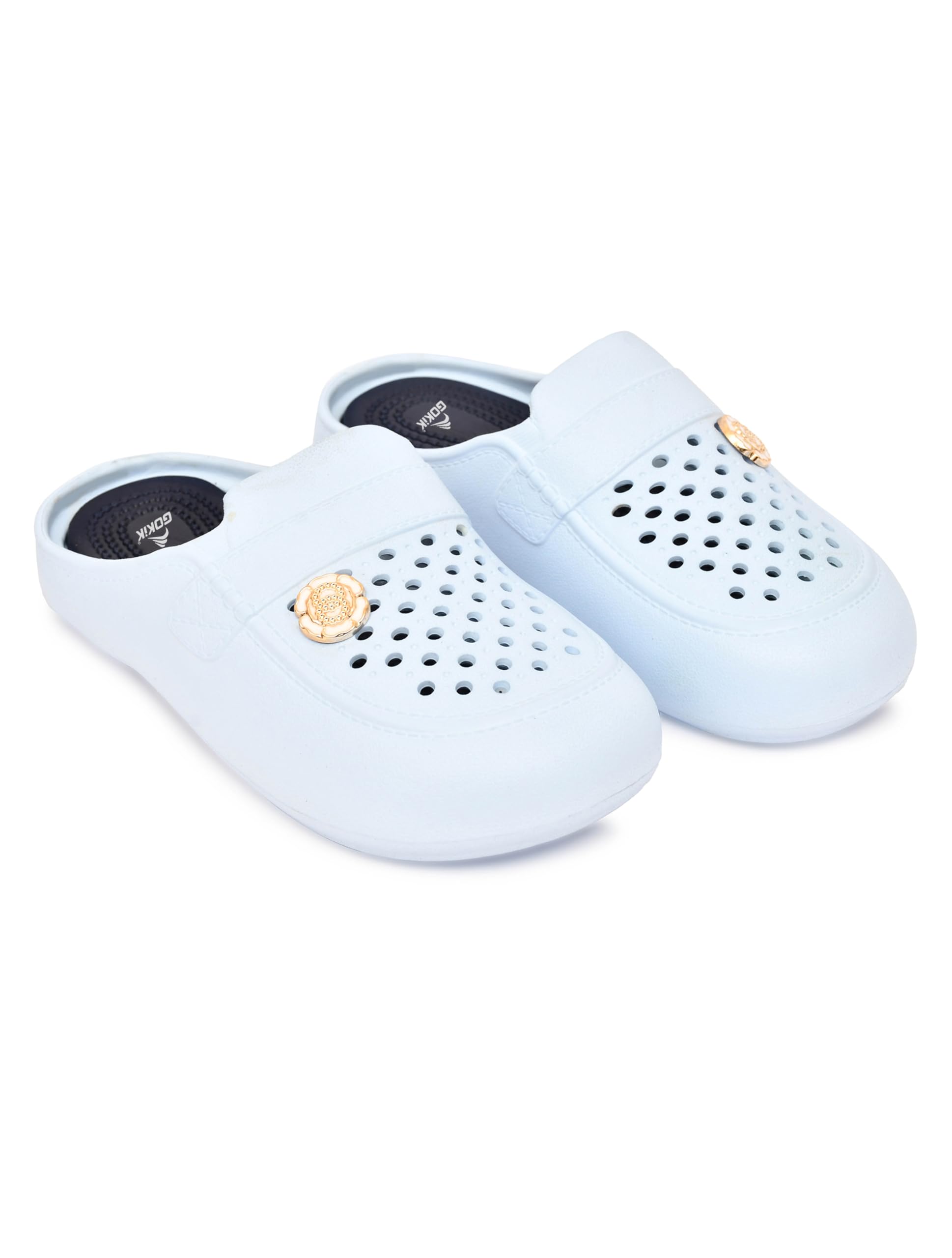 Women’s Lightweight Perforated Floral Slip On Clogs for Comfortable All Day Casual Garden Sandals-image-2