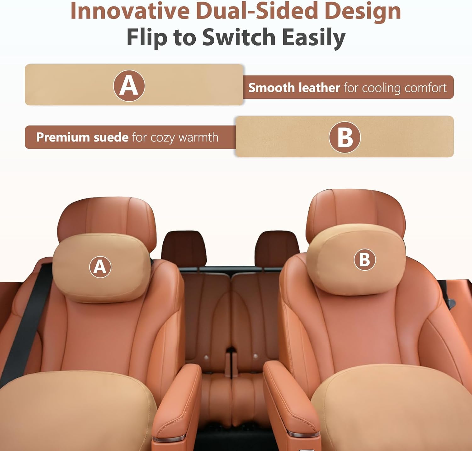 FLORICH Lumbar Support with Headrest Pillow Double-Sided Suede & Leather Car Neck Pillow and Back Cushion Kit Ergonomic Back Rest Pillow Neck Back Pain Relief for Car, Office Chair, Black - Image 5