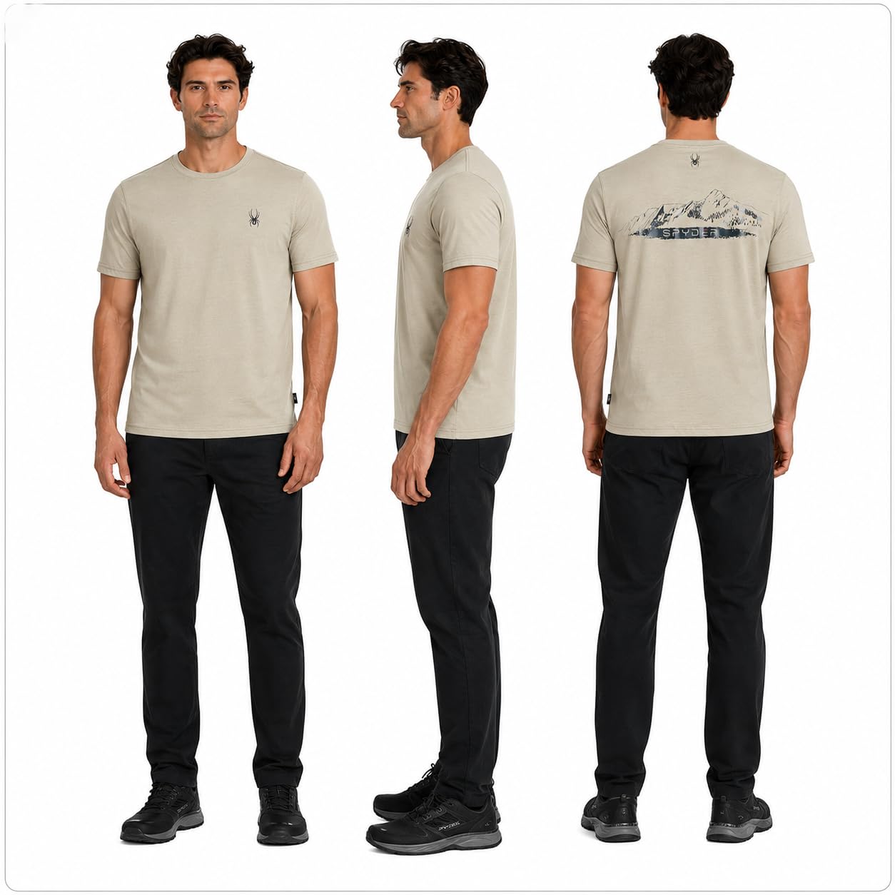 Spyder Camisetas para hombre, mezcla de algodón suave, manga corta, cuello redondo, camisetas casuales para uso diario