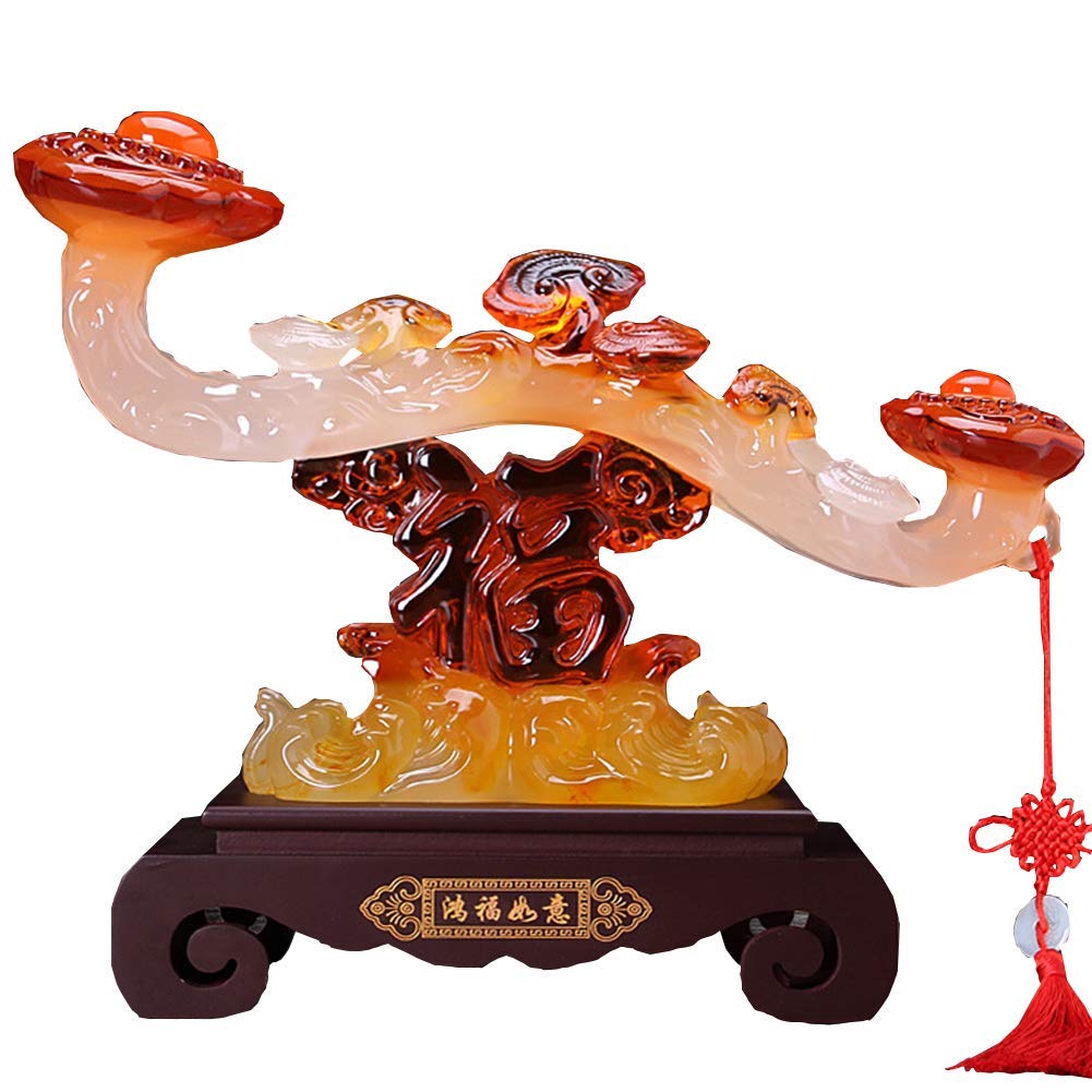 Gifts For Friends Creative Art Decor Crafts Figurines Prop Collectible Ornaments Ru Yi Feng Shui Statue Figurine Ornament, Chinese Charm of Prosperity Sculpture Home Office Decoration, Attract Peace a
