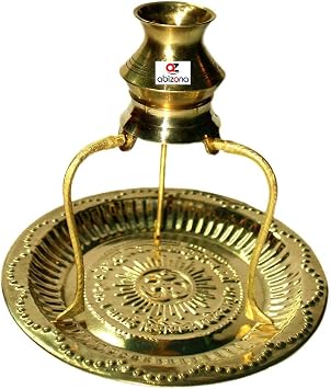 radhna Indian Traditional Brass Pooja Plate Thali with Shivling Stand and Abhishek Lota Kalash Brass Small Puja Item Fastest delivery by Enterprises