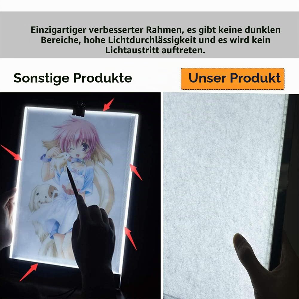 A3/A4 Leuchttisch, Lichtblock mit Touch-Dimmer, LED-Kopiertafel, superdünn, für Tattoos und Zeichnungen (a3, a4)