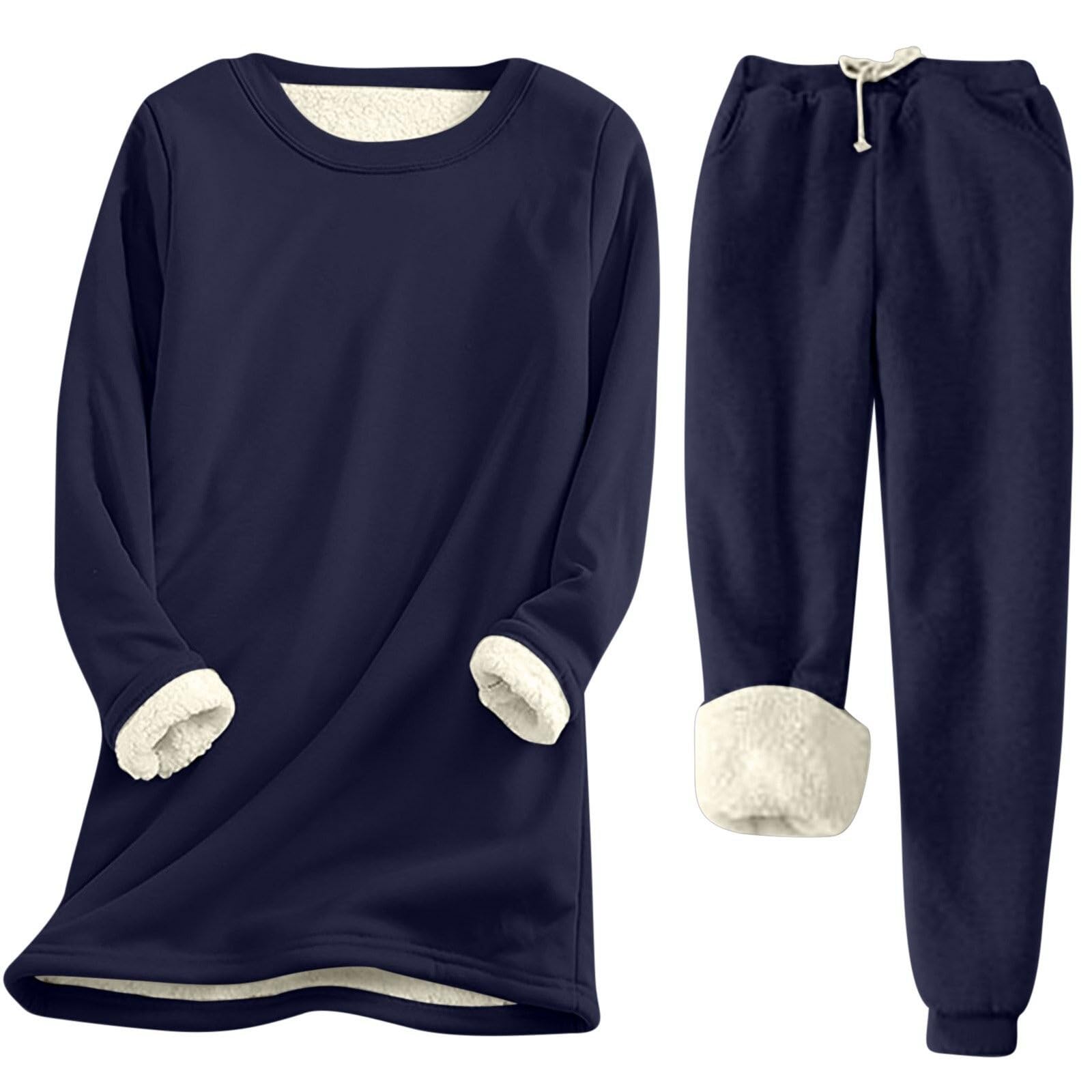 Genérico Traje de Pantalones Térmicos para Mujer Conjunto de Invierno Acolchado con Forro Polar Sudadera Cómoda para Exteriores en Clima Frío