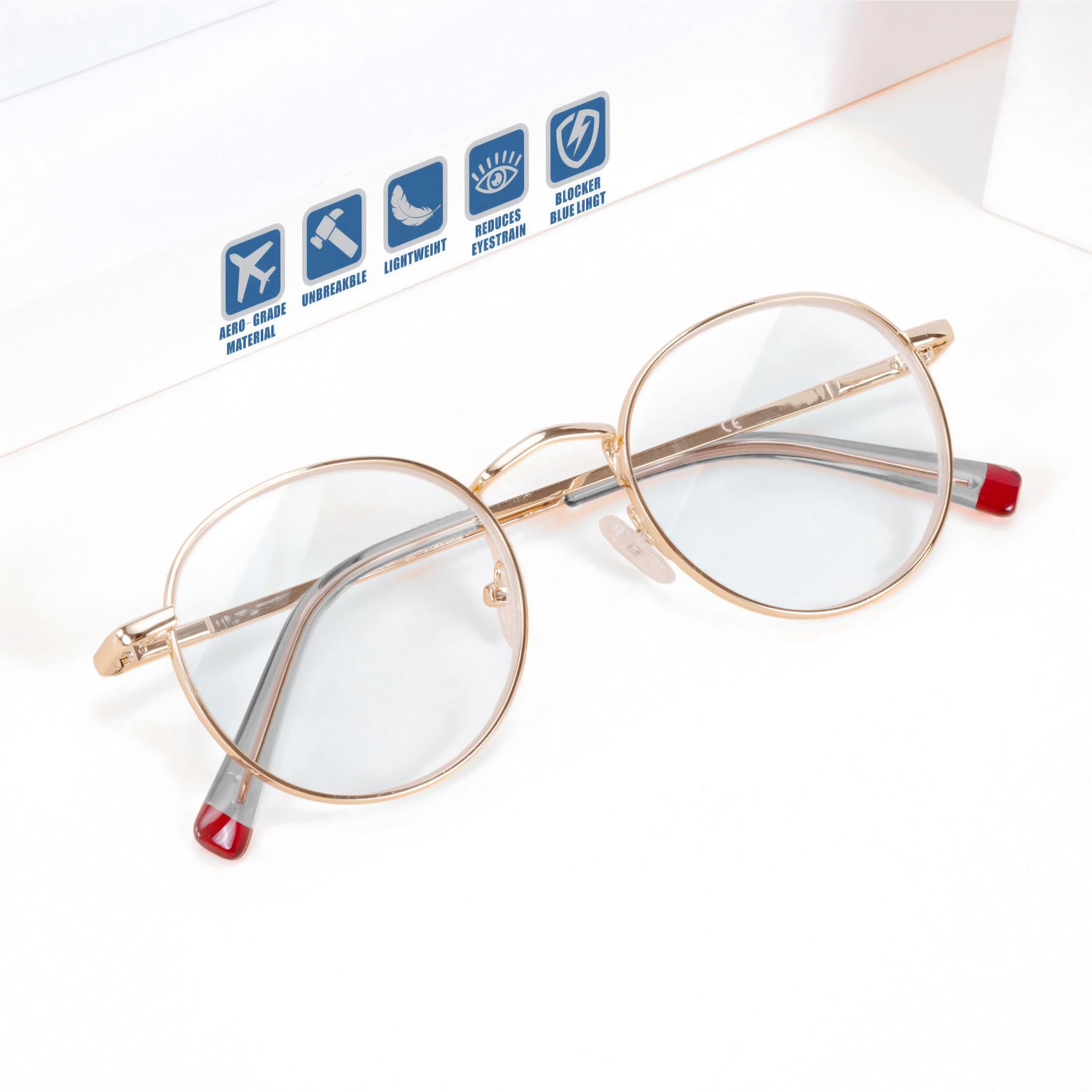Round NearSighted Distance Glasses Women Men,Gold Nearsighted Far Vision Driving Eyeglasses,Retro Myopia Glass