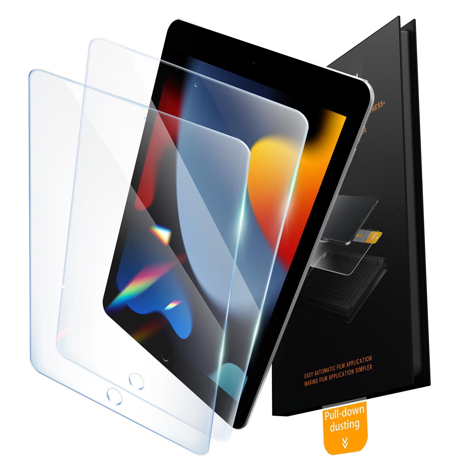 JKSML 2-Pack Screen Protector for iPad 9/8/7th Gen 10.2"(2021&amp;2020&amp;2019), Tempered Glass UltraFit Tray for Easy Installation, Case Friendly, Bubble-Free, Face ID &amp; Apple Pencil Support