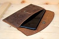Vista 7 de Handmade High Quality Retro Leather Multi-function Envelope Mobile Phone Card Holder Wallet