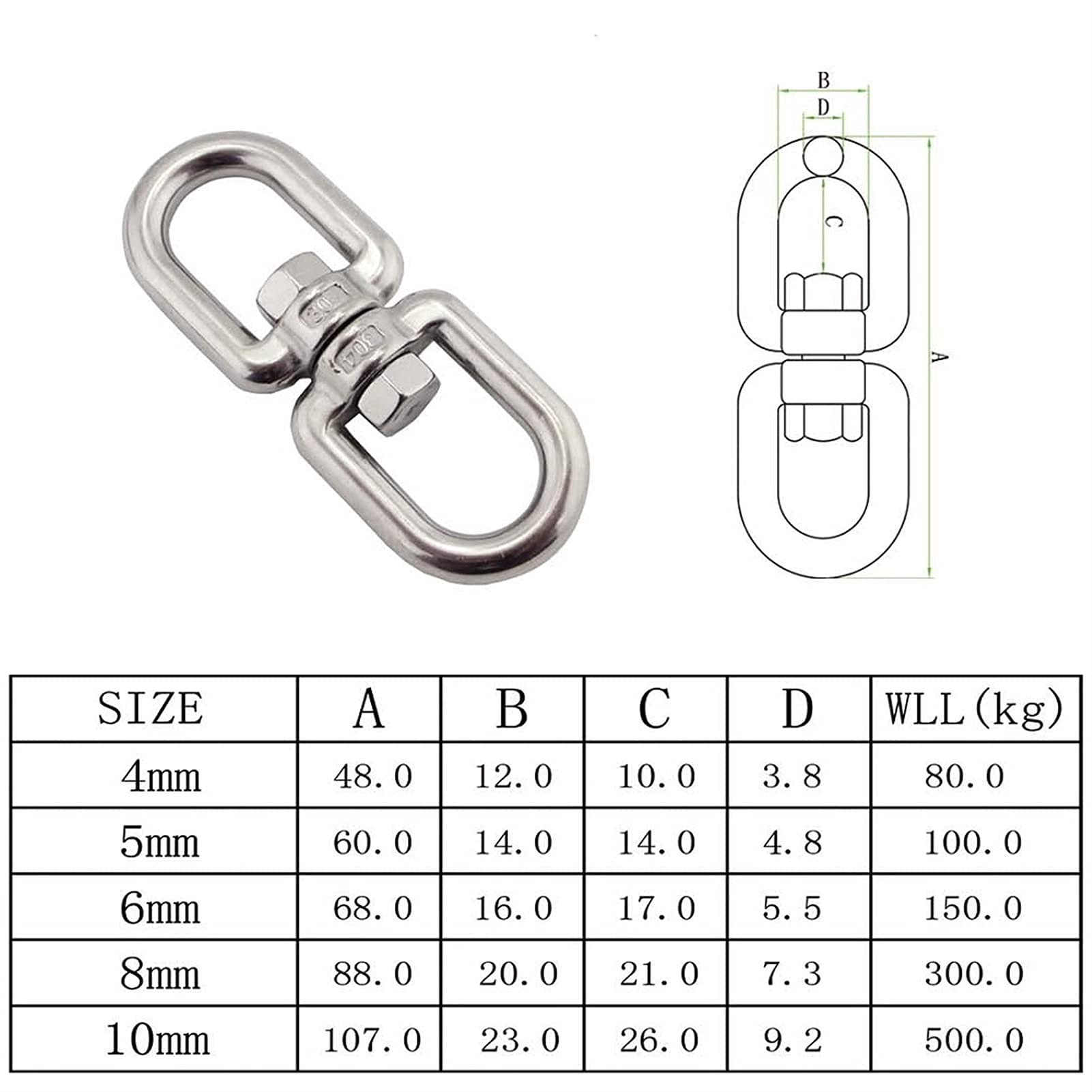 Crochet d'oeil pivotant d'ancre à Double extrémité d'acier Inoxydable pour Le Camping Augmentant l'équipement extérieur d'intérieur, Outils de Remplacement