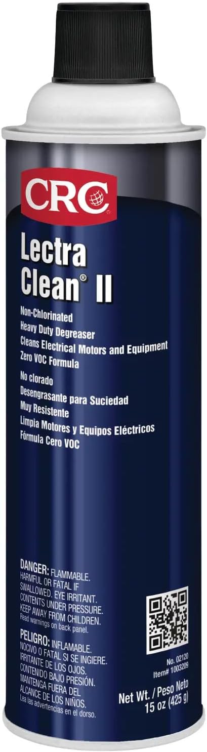 CRC-2120 Lectra Clean II Non-Chlorinated Heavy Duty Liquid Degreaser, 15 oz Aerosol Can, Clear