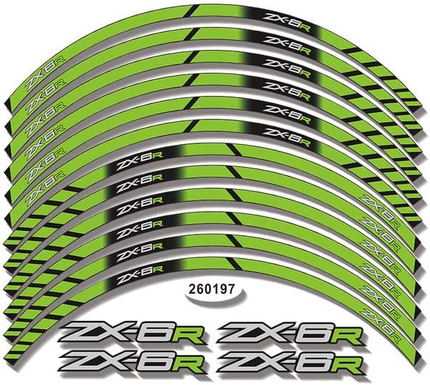Motorcycle Rim Reflective Tape Sticker 17inch Wheel Stripes Decals Compatible with Kawasaki ZX-6R zx6r (D)