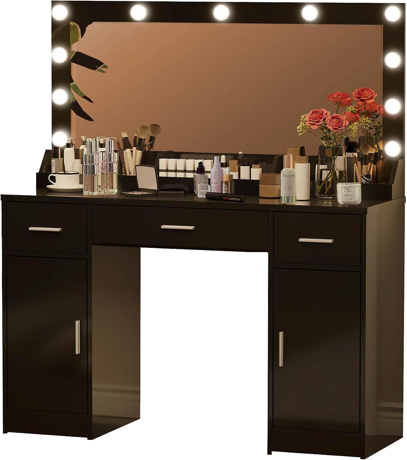 Amazon.com: 47" W Vanity Desk with Large Mirror, Makeup Vanity with 11