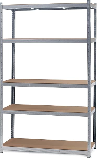 WilTec Estantería para Cargas Pesadas zincada 100x50x204cm Sistema de Encaje 5 baldas 200kg/nivel - 4