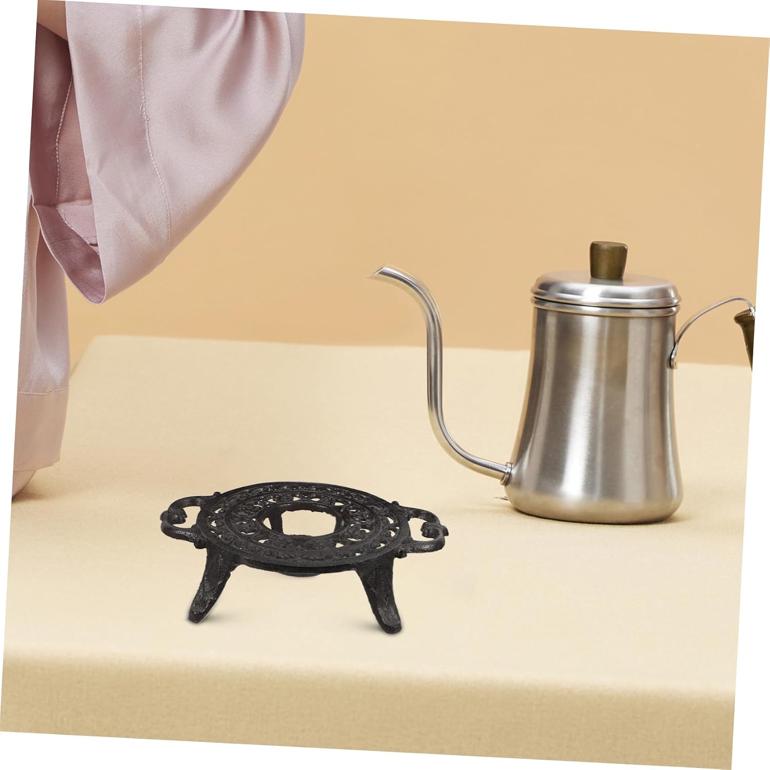 GLEAVI Cast Teapot Warmer Tripod Stand for Brewing Tea Coffee Milk Stable and Safe Decorative Candle Holder for Home and Restaurant Use