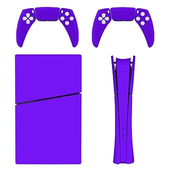 IFEEHE Vinyl Decal Protective Sticker Cover Skin for PS5 Slim Disc/DIGITAL Console Controller Neon Color Electric Violet,Digital Edition