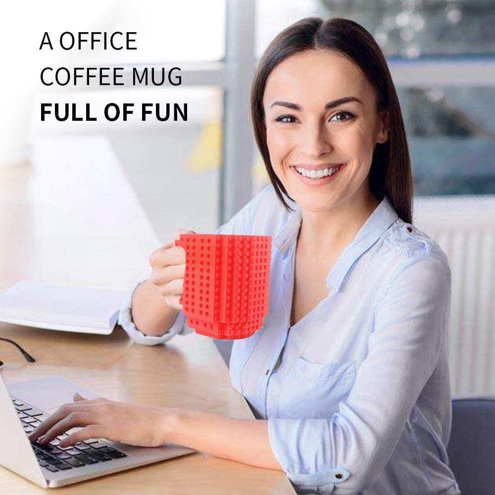 Lumsburry Build-on Brick Coffee Mug, Funny DIY Novelty Cup with Building Blocks Creative for Kids Men Women Xmas Birthday (Cool Black), view 14
