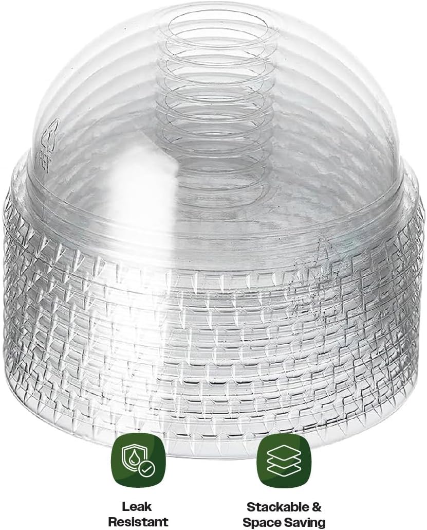 CIAO! PET Dome Lid with Straw Hole, Designed and Fit Brand 9OZ/12OZ PET Cold Drink Cups Only, 92mm (Case of 1,000)