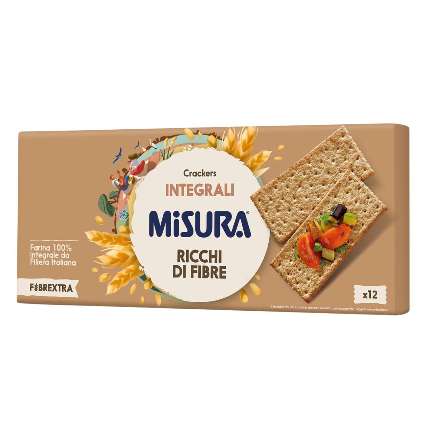 Crackers Integrali 400g Ricchi di Fibre 100% Farina Integrale Snack Salato Colazione Variazioni 4/8/12 Confezioni (12 PEZZI)
