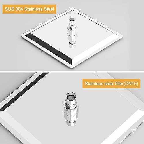 Miniatura 76 de BESy - Cabezal de ducha efecto lluvia cuadrado, de acero inoxidable de alta presión, de 1/16”, ultra fino, cobertura de cuerpo completo con boquilla