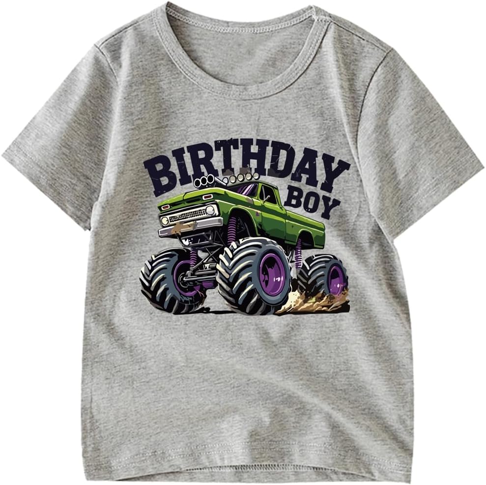 Birthday Boys Shirts Kids T-Shirt Truck Football Dude Toddler Short Sleeve Summer Top Outfits Casual Tees 2-8 Years