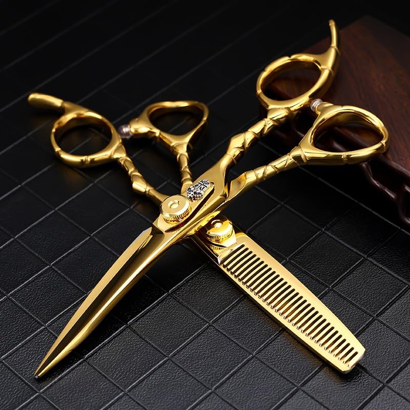 Haarschneideschere, 6 Zoll, Professionelle Friseurschere, 9Cr-Gold, 25–30% V-Zahn-Effilierschere, Schneidemaschine, Haarschnitt-Trimmscheren-Set