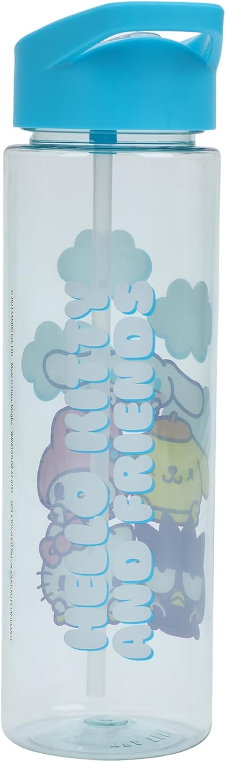 Bioworld Hello Kitty And Friends Group Shot 2-Pack Transparent Blue 24 Oz Single Wall Plastic Water Bottles