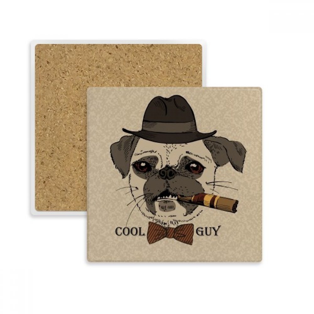 Coaster Carré en Pierre Absorbante Style Britannique Set de 2 dessous de verre