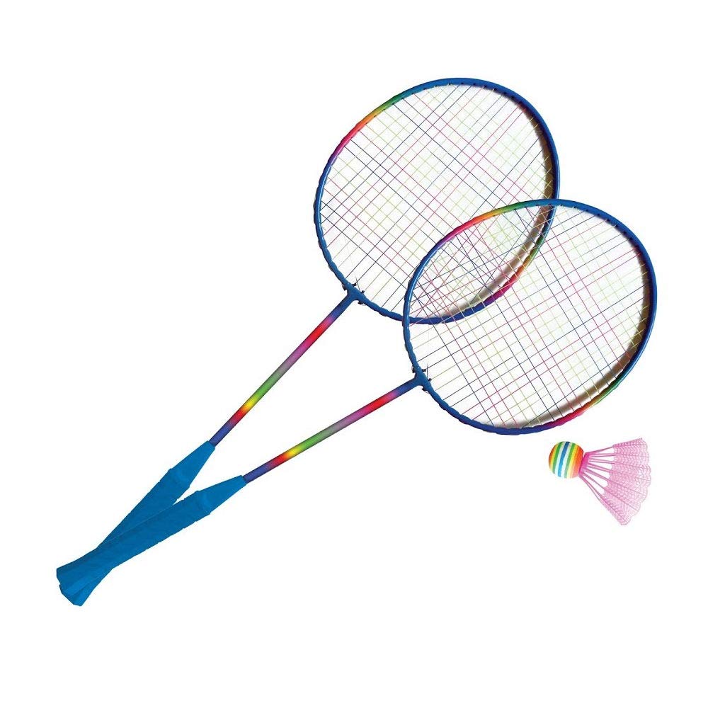 Sport One Rainbow - Raquetas de bádminton Juventus, Unisex, Azul-Blanco, 59 x 20,5 x 3 cm