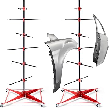 DaisyInner 70.87" Panel Tree Paint Stand Panel Holder Adjustable Center Post Hang with 4 Wheels Steel Powder Coated Painting Car Repair Holder Rack for Automotive Doors Bumpers Fenders Hoods