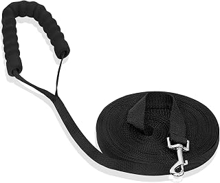 Zealoire Long Dog Training Leashes with Padded Handle 4.5M 9M 15M 20M 30M Obedience Recall Training Agility Lead for Small Medium Large Dog, Durable Nylon Long Lead Leash for Dog Training (30M/100FT, Black)
